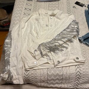 Women's White Fringe Jacket